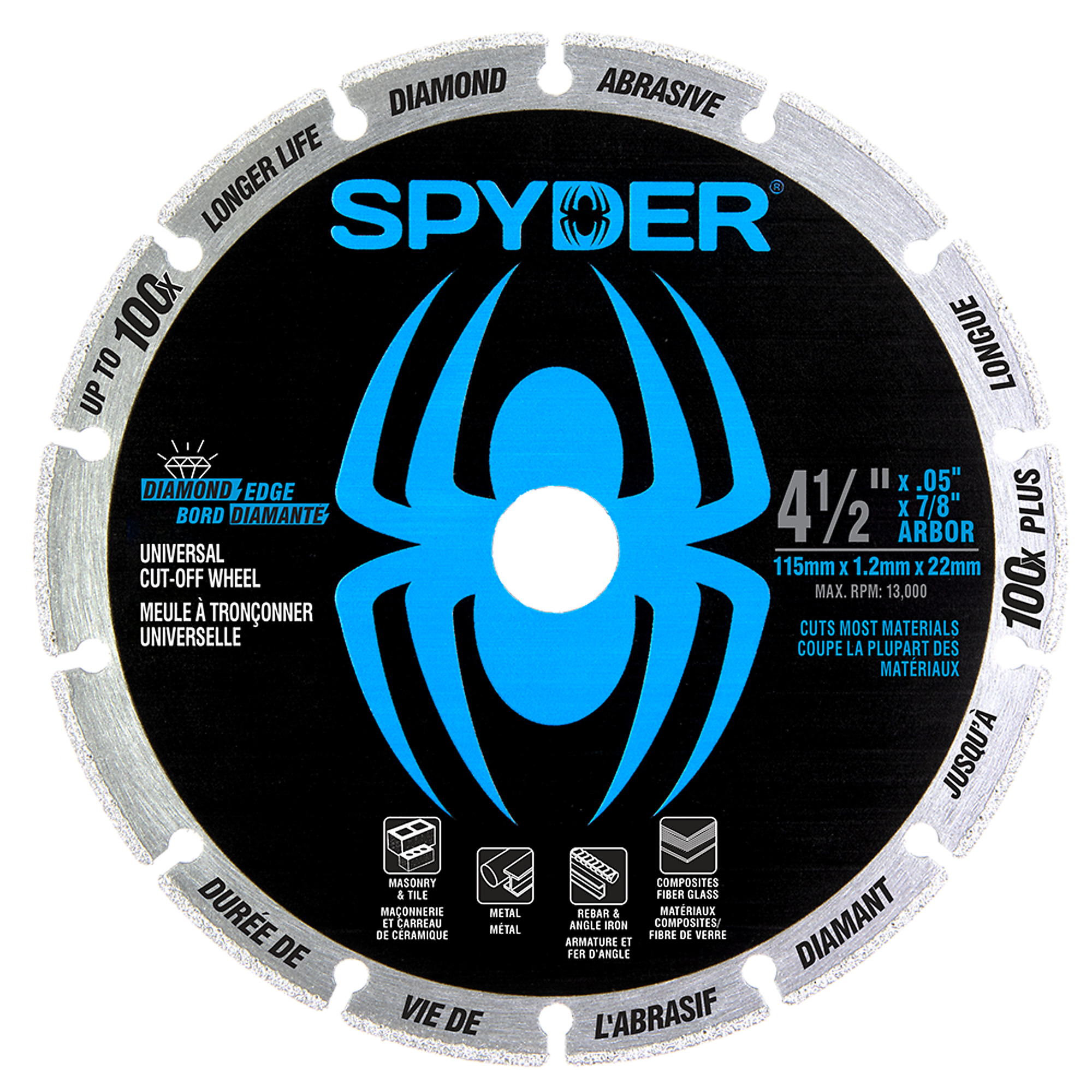 Spyder 4.5in. Diamond Edge Cut-Off Wheel, Model# 14001
